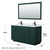 Wyndham WCF292960DGKCMUNSM58 Miranda 60 Inch Double Bathroom Vanity in Green, White Carrara Marble Countertop, Undermount Square Sinks, Matte Black Trim, 58 Inch Mirror