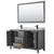 Wyndham WCV252560DGBCMUNSM58 Daria 60 Inch Double Bathroom Vanity in Dark Gray, White Carrara Marble Countertop, Undermount Square Sinks, Matte Black Trim, 58 Inch Mirror