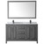 Wyndham WCV252560DGBCMUNSM58 Daria 60 Inch Double Bathroom Vanity in Dark Gray, White Carrara Marble Countertop, Undermount Square Sinks, Matte Black Trim, 58 Inch Mirror