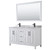 Wyndham WCV252560DWBCMUNSM58 Daria 60 Inch Double Bathroom Vanity in White, White Carrara Marble Countertop, Undermount Square Sinks, Matte Black Trim, 58 Inch Mirror