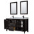 Wyndham WCV252560DEBCMUNSM24 Daria 60 Inch Double Bathroom Vanity in Dark Espresso, White Carrara Marble Countertop, Undermount Square Sinks, Matte Black Trim, 24 Inch Mirrors