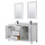 Wyndham WCV252560DWBCMUNSM24 Daria 60 Inch Double Bathroom Vanity in White, White Carrara Marble Countertop, Undermount Square Sinks, Matte Black Trim, 24 Inch Mirrors