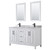 Wyndham WCV252560DWBCMUNSM24 Daria 60 Inch Double Bathroom Vanity in White, White Carrara Marble Countertop, Undermount Square Sinks, Matte Black Trim, 24 Inch Mirrors