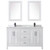 Wyndham WCV252560DWBCMUNSM24 Daria 60 Inch Double Bathroom Vanity in White, White Carrara Marble Countertop, Undermount Square Sinks, Matte Black Trim, 24 Inch Mirrors