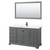 Wyndham WCS202060SGBWCUNSM58 Deborah 60 Inch Single Bathroom Vanity in Dark Gray, White Cultured Marble Countertop, Undermount Square Sink, Matte Black Trim, 58 Inch Mirror