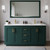 Wyndham WCF292966DGDC2UNSM58 Miranda 66 Inch Double Bathroom Vanity in Green, Carrara Cultured Marble Countertop, Undermount Square Sinks, Brushed Gold Trim, 58 Inch Mirror