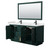 Wyndham WCF292966DGKC2UNSM58 Miranda 66 Inch Double Bathroom Vanity in Green, Carrara Cultured Marble Countertop, Undermount Square Sinks, Matte Black Trim, 58 Inch Mirror