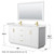 Wyndham WCF292966DWGC2UNSM58 Miranda 66 Inch Double Bathroom Vanity in White, Carrara Cultured Marble Countertop, Undermount Square Sinks, Brushed Gold Trim, 58 Inch Mirror