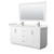 Wyndham WCF292966DWHC2UNSM58 Miranda 66 Inch Double Bathroom Vanity in White, Carrara Cultured Marble Countertop, Undermount Square Sinks, Brushed Nickel Trim, 58 Inch Mirror