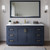 Wyndham WCF292966SBLCMUNSMXX Miranda 66 Inch Single Bathroom Vanity in Dark Blue, White Carrara Marble Countertop, Undermount Square Sink, Brushed Gold Trim
