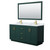 Wyndham WCF292966DGDCMUNSM58 Miranda 66 Inch Double Bathroom Vanity in Green, White Carrara Marble Countertop, Undermount Square Sinks, Brushed Gold Trim, 58 Inch Mirror