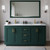 Wyndham WCF292966DGDCMUNSM58 Miranda 66 Inch Double Bathroom Vanity in Green, White Carrara Marble Countertop, Undermount Square Sinks, Brushed Gold Trim, 58 Inch Mirror