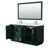 Wyndham WCF292966DGDCMUNSM58 Miranda 66 Inch Double Bathroom Vanity in Green, White Carrara Marble Countertop, Undermount Square Sinks, Brushed Gold Trim, 58 Inch Mirror