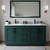 Wyndham WCF292966DGKCMUNSM58 Miranda 66 Inch Double Bathroom Vanity in Green, White Carrara Marble Countertop, Undermount Square Sinks, Matte Black Trim, 58 Inch Mirror