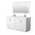 Wyndham WCF292966DWHCMUNSM58 Miranda 66 Inch Double Bathroom Vanity in White, White Carrara Marble Countertop, Undermount Square Sinks, Brushed Nickel Trim, 58 Inch Mirror