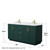 Wyndham WCF292966DGDCMUNSMXX Miranda 66 Inch Double Bathroom Vanity in Green, White Carrara Marble Countertop, Undermount Square Sinks, Brushed Gold Trim