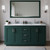 Wyndham WCF292966DGECMUNSMXX Miranda 66 Inch Double Bathroom Vanity in Green, White Carrara Marble Countertop, Undermount Square Sinks, Brushed Nickel Trim