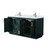 Wyndham WCF292966DGECMUNSMXX Miranda 66 Inch Double Bathroom Vanity in Green, White Carrara Marble Countertop, Undermount Square Sinks, Brushed Nickel Trim