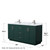 Wyndham WCF292966DGECMUNSMXX Miranda 66 Inch Double Bathroom Vanity in Green, White Carrara Marble Countertop, Undermount Square Sinks, Brushed Nickel Trim