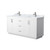 Wyndham WCF292966DWHCMUNSMXX Miranda 66 Inch Double Bathroom Vanity in White, White Carrara Marble Countertop, Undermount Square Sinks, Brushed Nickel Trim