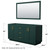 Wyndham WCF292966DGDCXSXXM58 Miranda 66 Inch Double Bathroom Vanity in Green, No Countertop, No Sink, Brushed Gold Trim, 58 Inch Mirror