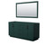 Wyndham WCF292966DGKCXSXXM58 Miranda 66 Inch Double Bathroom Vanity in Green, No Countertop, No Sink, Matte Black Trim, 58 Inch Mirror