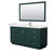 Wyndham WCF292966SGEC2UNSM58 Miranda 66 Inch Single Bathroom Vanity in Green, Carrara Cultured Marble Countertop, Undermount Square Sink, Brushed Nickel Trim, 58 Inch Mirror