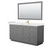 Wyndham WCF292966SGGC2UNSM58 Miranda 66 Inch Single Bathroom Vanity in Dark Gray, Carrara Cultured Marble Countertop, Undermount Square Sink, Brushed Gold Trim, 58 Inch Mirror