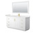 Wyndham WCF292966SWGC2UNSM58 Miranda 66 Inch Single Bathroom Vanity in White, Carrara Cultured Marble Countertop, Undermount Square Sink, Brushed Gold Trim, 58 Inch Mirror