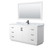 Wyndham WCF292966SWBCMUNSM58 Miranda 66 Inch Single Bathroom Vanity in White, White Carrara Marble Countertop, Undermount Square Sink, Matte Black Trim, 58 Inch Mirror