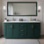 Wyndham WCF292972DGDCMUNSM70 Miranda 72 Inch Double Bathroom Vanity in Green, White Carrara Marble Countertop, Undermount Square Sinks, Brushed Gold Trim, 70 Inch Mirror