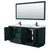 Wyndham WCF292972DGKCMUNSM70 Miranda 72 Inch Double Bathroom Vanity in Green, White Carrara Marble Countertop, Undermount Square Sinks, Matte Black Trim, 70 Inch Mirror