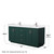 Wyndham WCF292972DGEWCUNSMXX Miranda 72 Inch Double Bathroom Vanity in Green, White Cultured Marble Countertop, Undermount Square Sinks, Brushed Nickel Trim