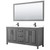 Wyndham WCV252572DGBWCUNSM70 Daria 72 Inch Double Bathroom Vanity in Dark Gray, White Cultured Marble Countertop, Undermount Square Sinks, Matte Black Trim, 70 Inch Mirror