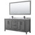 Wyndham WCV252572DGBCMUNSM70 Daria 72 Inch Double Bathroom Vanity in Dark Gray, White Carrara Marble Countertop, Undermount Square Sinks, Matte Black Trim, 70 Inch Mirror