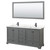 Wyndham WCS202072DGBC2UNSM70 Deborah 72 Inch Double Bathroom Vanity in Dark Gray, Carrara Cultured Marble Countertop, Undermount Square Sinks, Matte Black Trim, 70 Inch Mirror