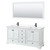 Wyndham WCS202072DWBWCUNSM70 Deborah 72 Inch Double Bathroom Vanity in White, White Cultured Marble Countertop, Undermount Square Sinks, Matte Black Trim, 70 Inch Mirror