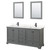 Wyndham WCS202072DGBC2UNSM24 Deborah 72 Inch Double Bathroom Vanity in Dark Gray, Carrara Cultured Marble Countertop, Undermount Square Sinks, Matte Black Trim, 24 Inch Mirrors