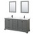 Wyndham WCS202072DGBWCUNSM24 Deborah 72 Inch Double Bathroom Vanity in Dark Gray, White Cultured Marble Countertop, Undermount Square Sinks, Matte Black Trim, 24 Inch Mirrors