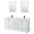Wyndham WCS202072DWBC2UNSM24 Deborah 72 Inch Double Bathroom Vanity in White, Carrara Cultured Marble Countertop, Undermount Square Sinks, Matte Black Trim, 24 Inch Mirrors