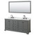 Wyndham WCS202072DGBCMUNOM70 Deborah 72 Inch Double Bathroom Vanity in Dark Gray, White Carrara Marble Countertop, Undermount Oval Sinks, Matte Black Trim, 70 Inch Mirror