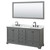 Wyndham WCS202072DGBCMUNSM70 Deborah 72 Inch Double Bathroom Vanity in Dark Gray, White Carrara Marble Countertop, Undermount Square Sinks, Matte Black Trim, 70 Inch Mirror