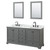 Wyndham WCS202072DGBCMUNSM24 Deborah 72 Inch Double Bathroom Vanity in Dark Gray, White Carrara Marble Countertop, Undermount Square Sinks, Matte Black Trim, 24 Inch Mirrors