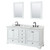 Wyndham WCS202072DWBCMUNOM24 Deborah 72 Inch Double Bathroom Vanity in White, White Carrara Marble Countertop, Undermount Oval Sinks, Matte Black Trim, 24 Inch Mirrors