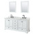 Wyndham WCS202072DWBCMUNSM24 Deborah 72 Inch Double Bathroom Vanity in White, White Carrara Marble Countertop, Undermount Square Sinks, Matte Black Trim, 24 Inch Mirrors