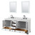 Wyndham WCS202072DWBCMUNSM24 Deborah 72 Inch Double Bathroom Vanity in White, White Carrara Marble Countertop, Undermount Square Sinks, Matte Black Trim, 24 Inch Mirrors