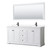 Wyndham WCV232372DWBWCUNSM70 Avery 72 Inch Double Bathroom Vanity in White, White Cultured Marble Countertop, Undermount Square Sinks, Matte Black Trim, 70 Inch Mirror