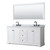 Wyndham WCV232372DWBCMUNOM70 Avery 72 Inch Double Bathroom Vanity in White, White Carrara Marble Countertop, Undermount Oval Sinks, Matte Black Trim, 70 Inch Mirror