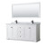 Wyndham WCV232372DWBCMUNSM70 Avery 72 Inch Double Bathroom Vanity in White, White Carrara Marble Countertop, Undermount Square Sinks, Matte Black Trim, 70 Inch Mirror