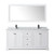 Wyndham WCV232372DWBCMUNSM70 Avery 72 Inch Double Bathroom Vanity in White, White Carrara Marble Countertop, Undermount Square Sinks, Matte Black Trim, 70 Inch Mirror